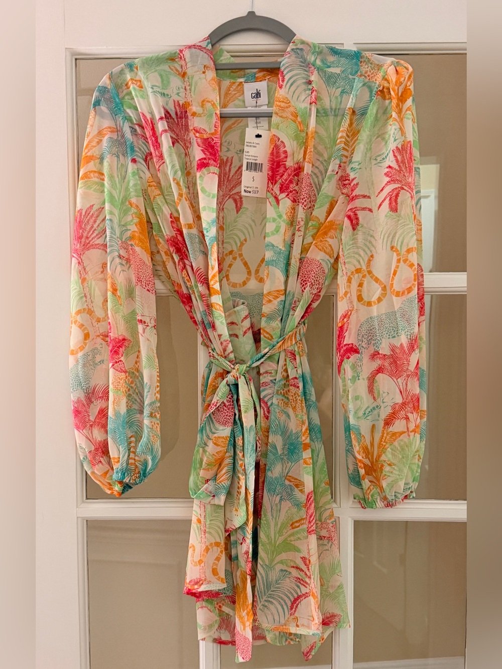 NWT Cabi Sunset Kimono #6185 in the Tropical Jungle print. Size Small